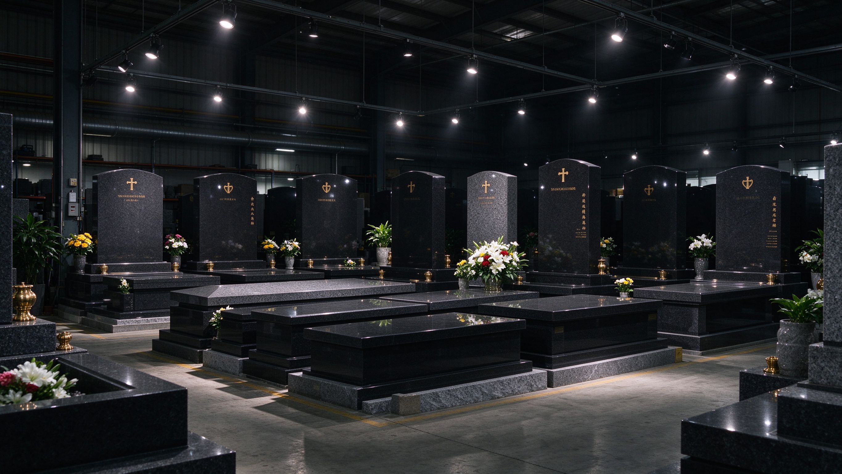 Granite memorial factory showroom